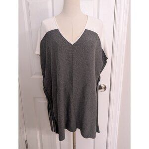 Vera Terra Indigenous Poncho Womens OS Gray Organic Cotton Hand Loomed Knit Peru